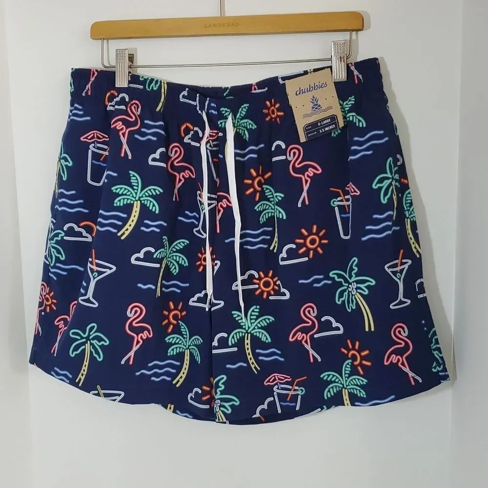 Chubbies The Neon Lights 5.5" Classic Swim Trunks Neon Print XL NWT